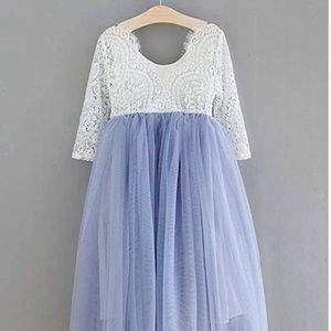 2Bunnies Girl Peony Lace Back A-Line Straight Tutu Tulle Party Flower Girl Dress